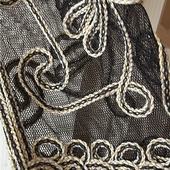 Joseph Ribkoff Black Mesh Jacket with Cream Embroidery - Picture 4 of 7